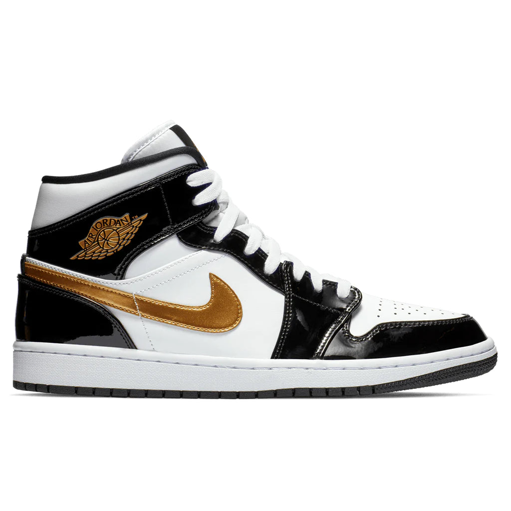 Air Jordan 1 Mid Metallic Gold Patten leather (669)