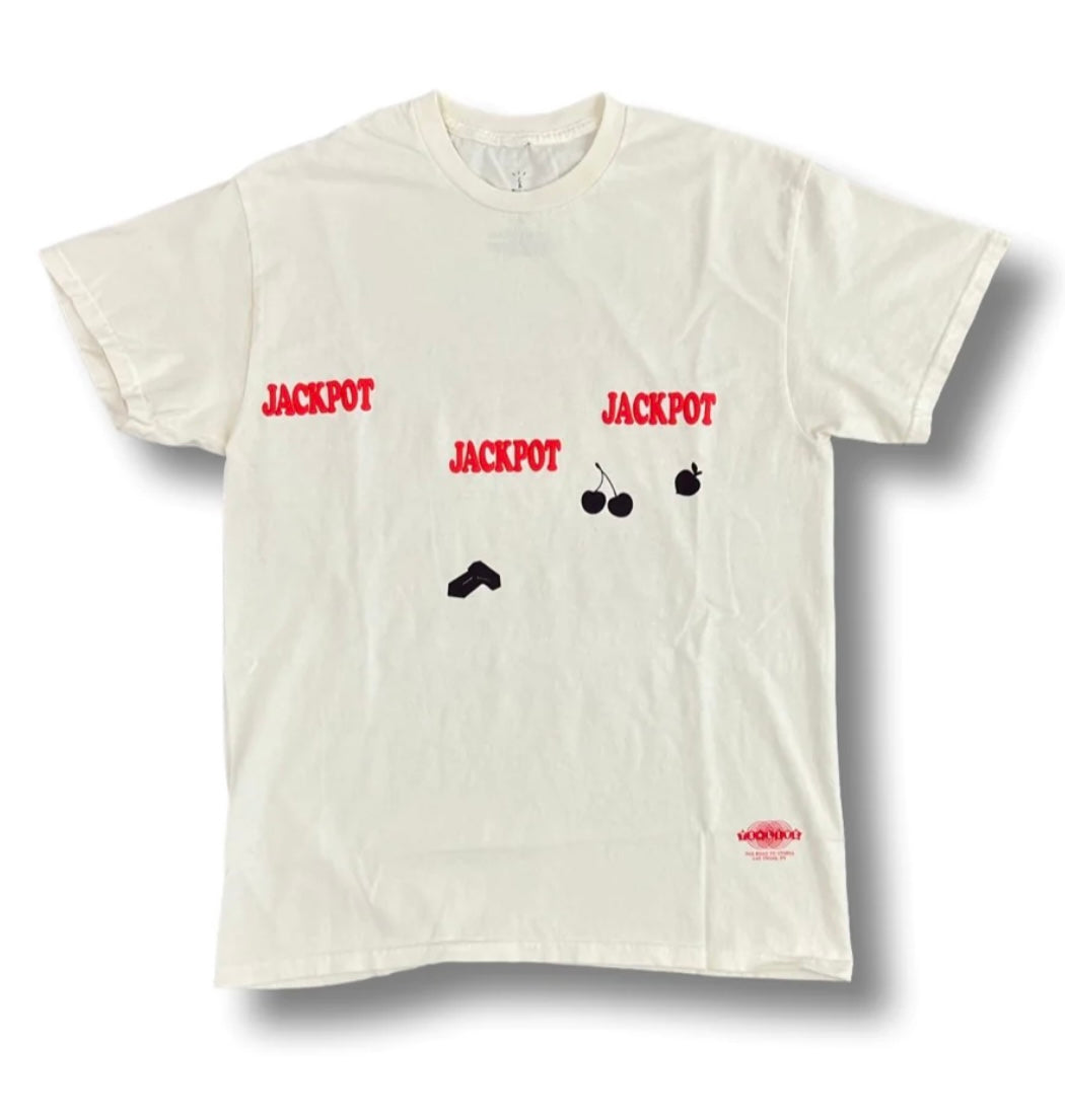 Travis Scott Las Vegas "Road to Utopia" 2022 Merch Cherry Jackpot Tee White