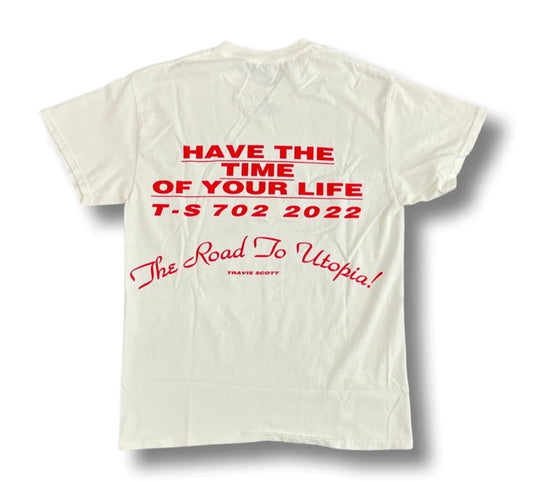Travis Scott Las Vegas "Road to Utopia" 2022 Merch Cherry Jackpot Tee White