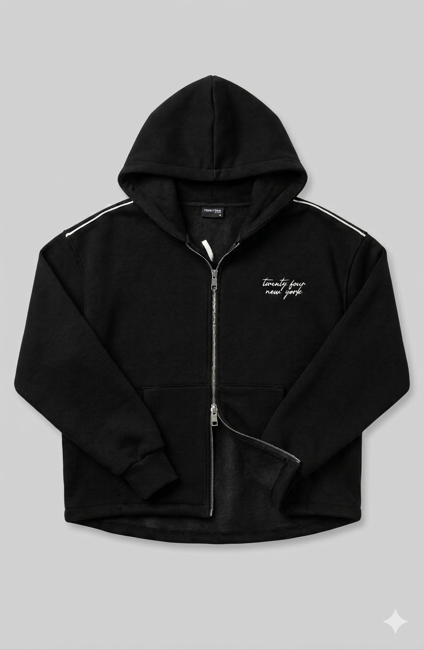 Cursive Zip Up Hoodie