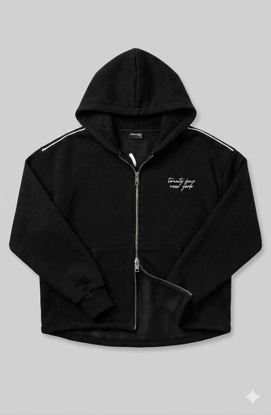 Cursive Zip Up Hoodie
