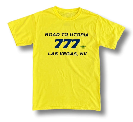Travis Scott Las Vegas "Road to Utopia" 2022 Merch 777 Las Vegas Tee Yellow