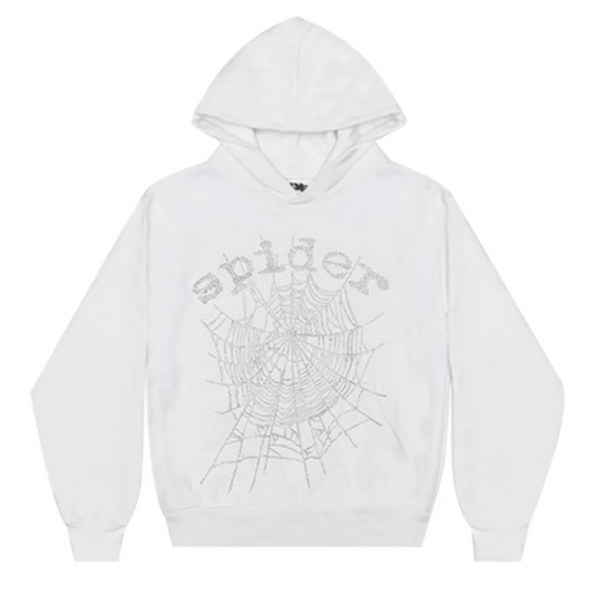 Sp5der OG Rhinestone Hoodie 'White'